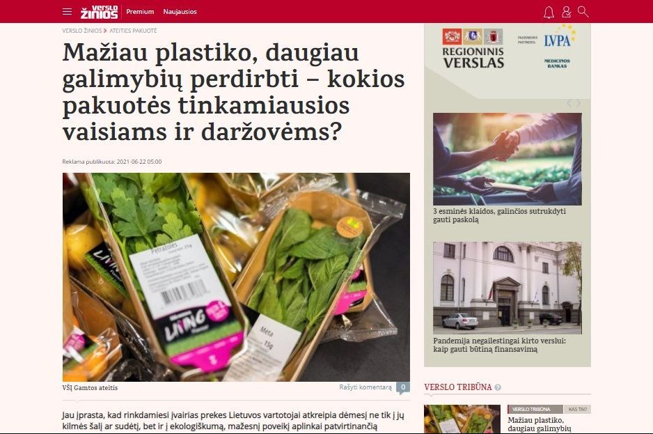 Mažiau plastiko, daugiau galimybių perdirbti – kokios pakuotės tinkamiausios vaisiams ir daržovėms?