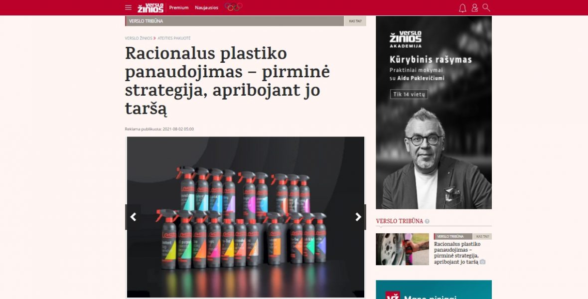 Racionalus plastiko panaudojimas – pirminė strategija, apribojant jo taršą