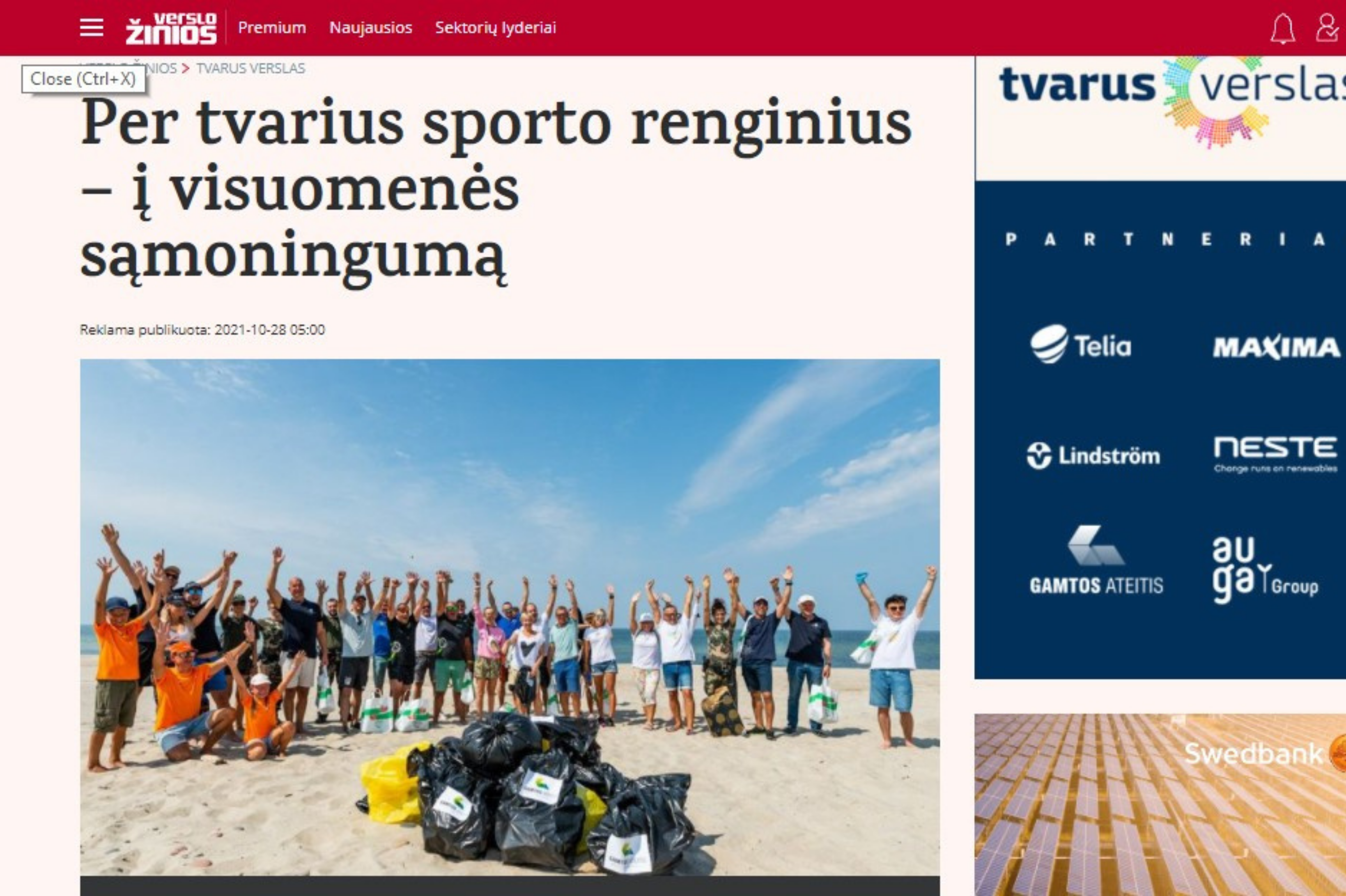 Per tvarius sporto renginius – į visuomenės sąmoningumą