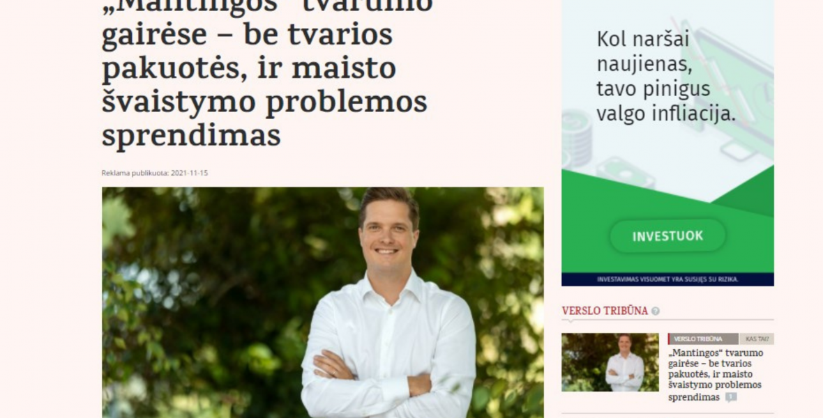 „Mantingos“ tvarumo gairėse – be tvarios pakuotės, ir maisto švaistymo problemos sprendimas