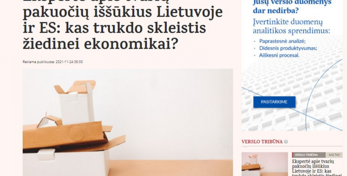 Ekspertė apie tvarių pakuočių iššūkius Lietuvoje ir ES: kas trukdo skleistis žiedinei ekonomikai?