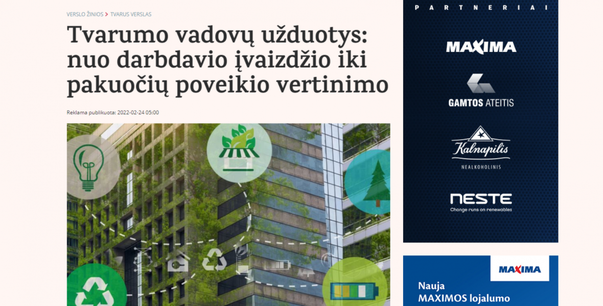 Tvarumo vadovų užduotys: nuo darbdavio įvaizdžio iki pakuočių poveikio vertinimo
