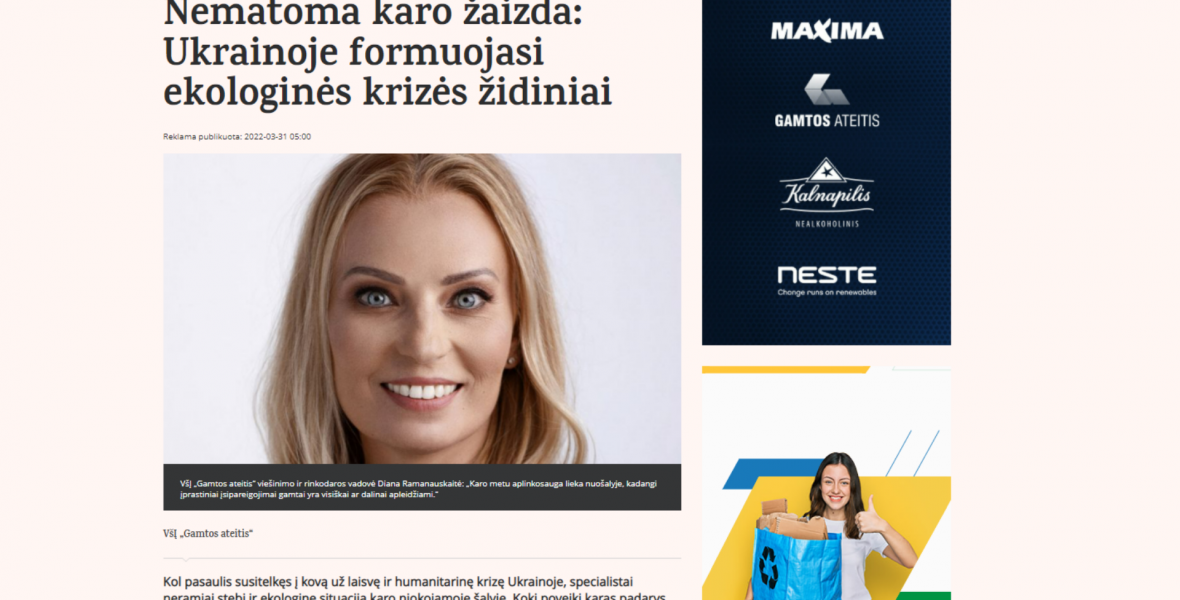 Nematoma karo žaizda: Ukrainoje formuojasi ekologinės krizės židiniai