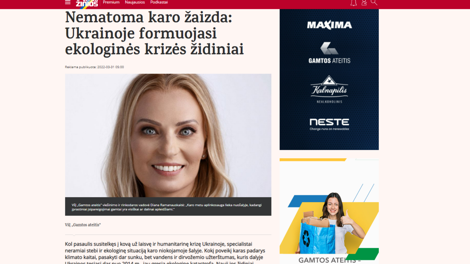 Nematoma karo žaizda: Ukrainoje formuojasi ekologinės krizės židiniai