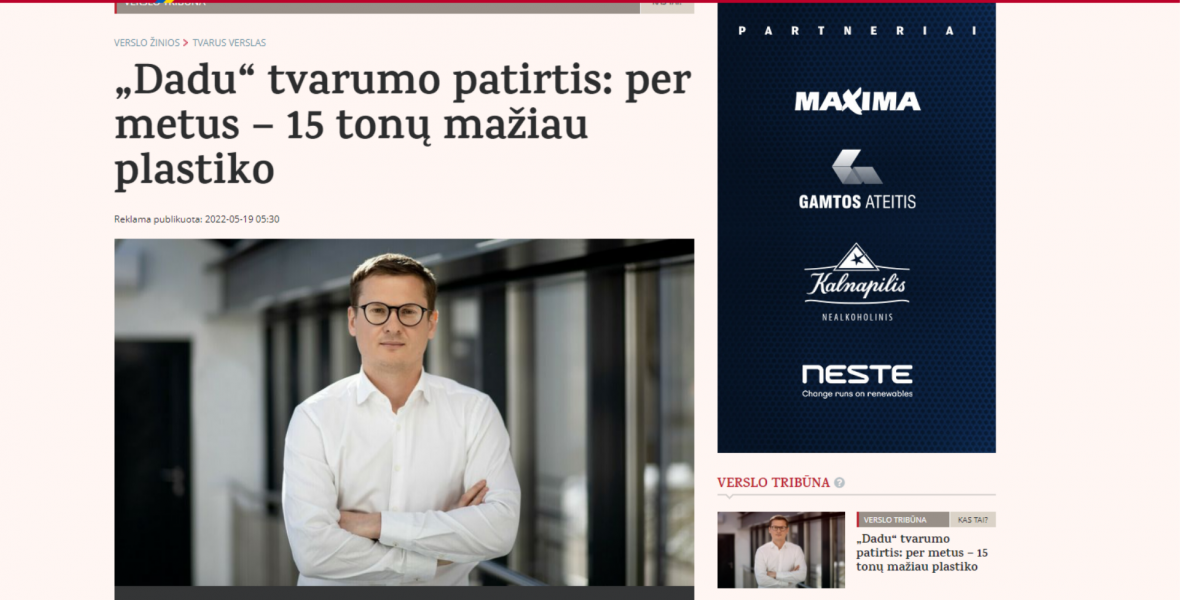 „Dadu“ tvarumo patirtis: per metus – 15 tonų mažiau plastiko