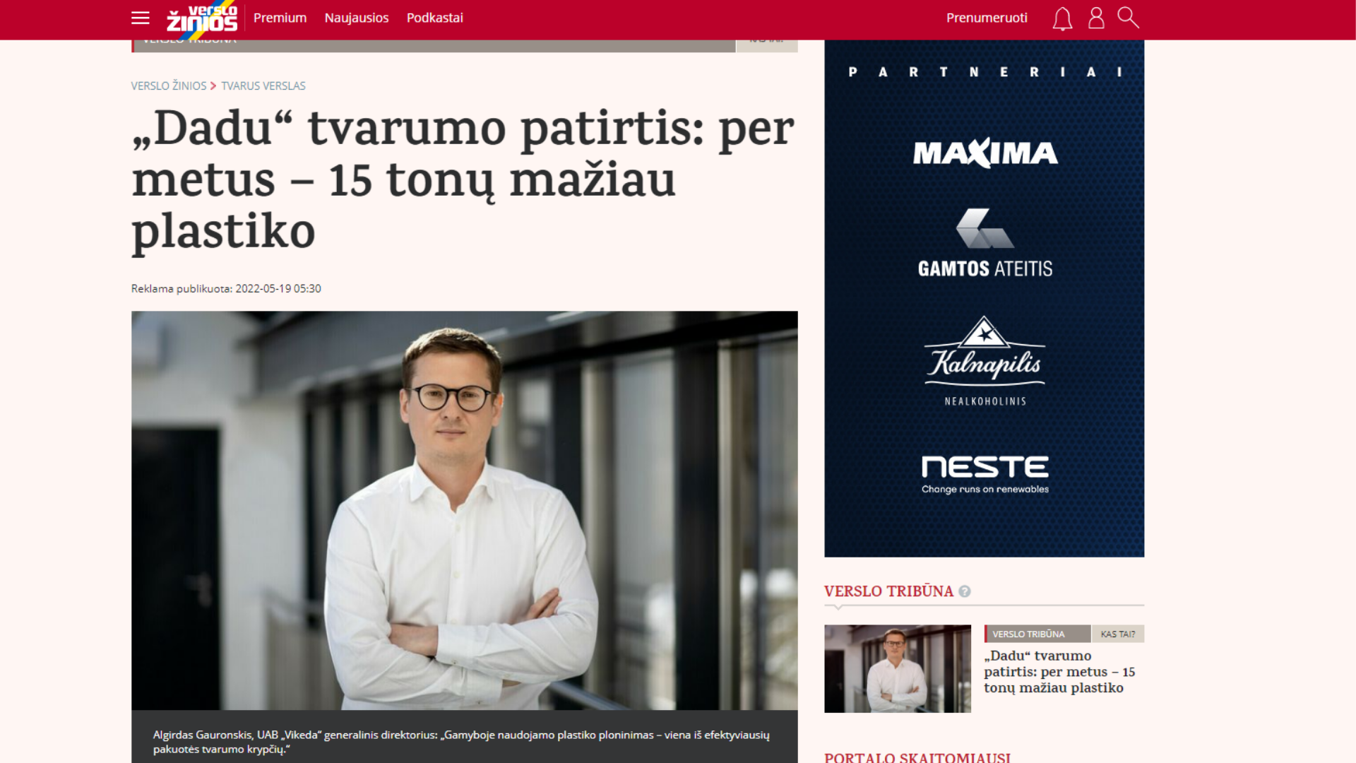 „Dadu“ tvarumo patirtis: per metus – 15 tonų mažiau plastiko