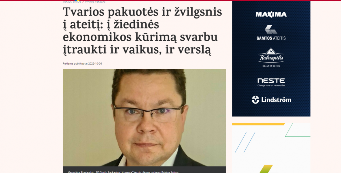 Tvarios pakuotės ir žvilgsnis į ateitį: į žiedinės ekonomikos kūrimą svarbu įtraukti ir vaikus, ir verslą