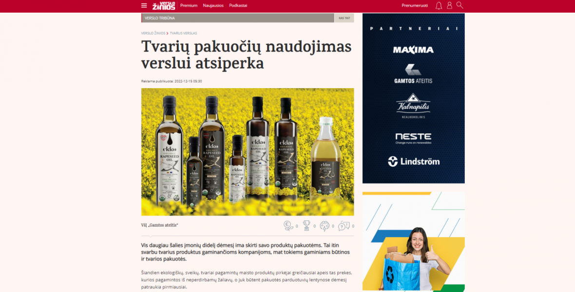 Tvarių pakuočių naudojimas verslui atsiperka